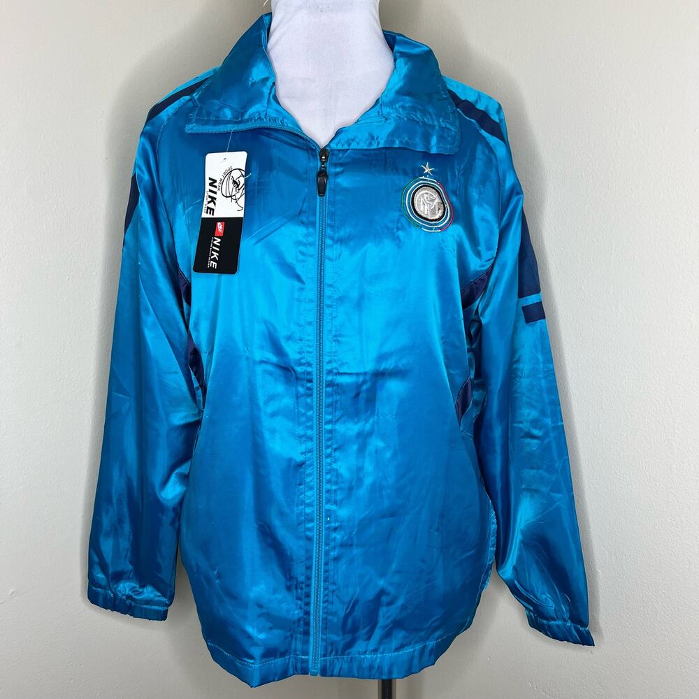 Nike Inter Milan Jacket XL Mens Blue Satin Full Zip Soccer Football Training New